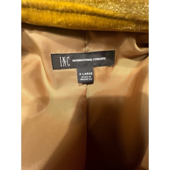 INC International Concepts Glam Velvet Gold Moto Jacket Blazer XL NWT Yellow - Picture 11 of 15